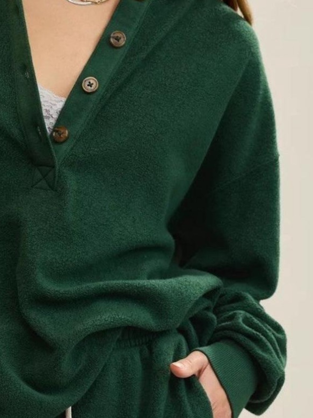 Aerie Sherpa Henley sweatshirt - Picture 4 of 6